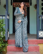 Cotton Saree - pallu design detail
