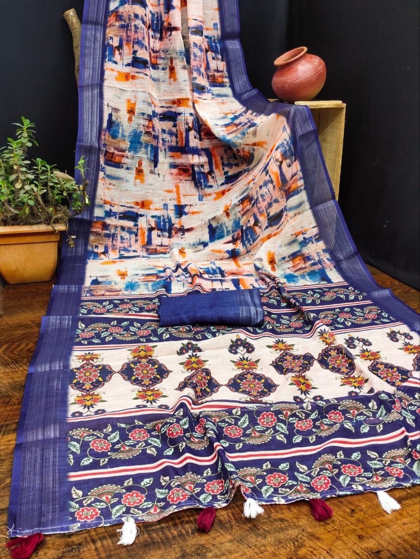 Cotton Saree - drape and pallu detail