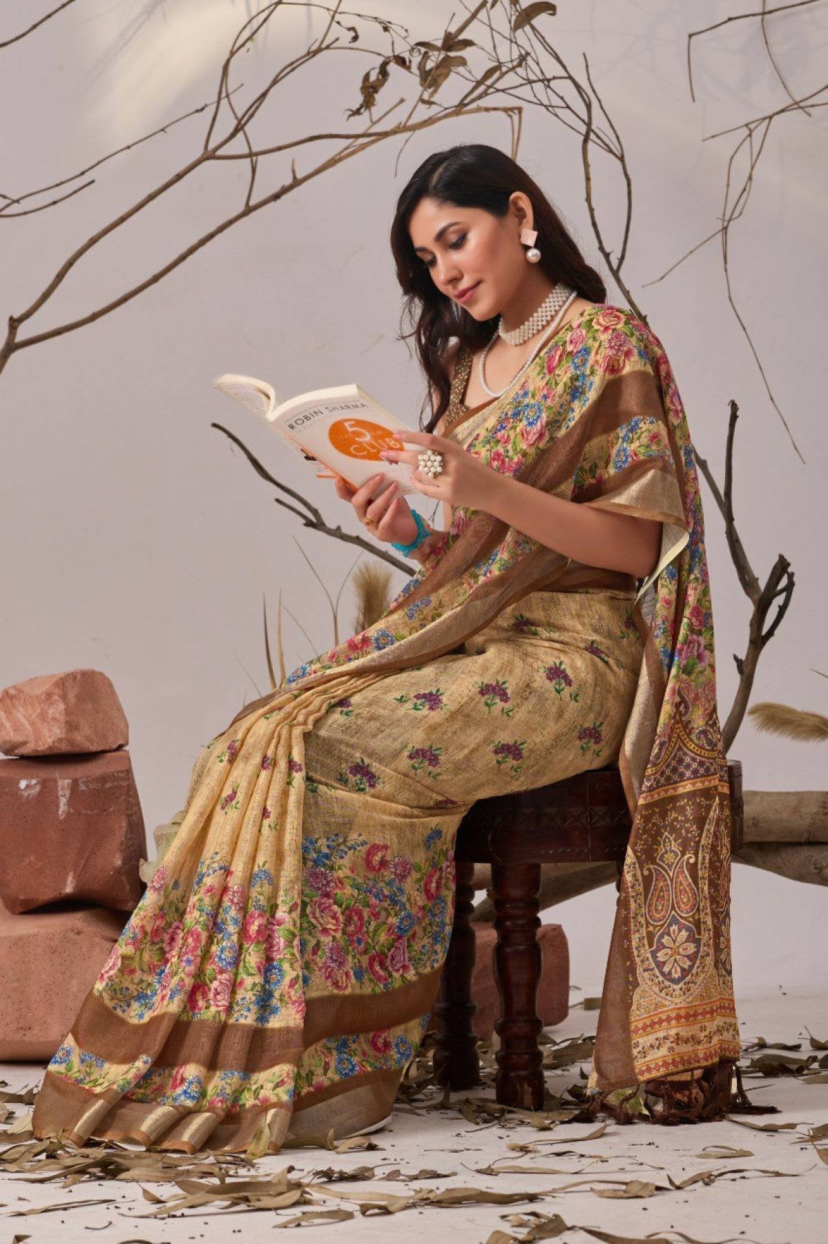Cotton Saree - drape and pallu detail