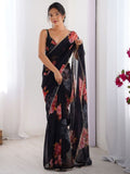 Black Georgette Saree for women - full front view | Snyvia