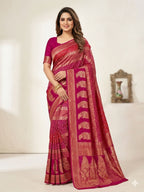 Pink Dola Saree for women - full front view | Snyvia