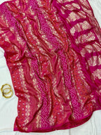 Pink Dola Saree - side drape view