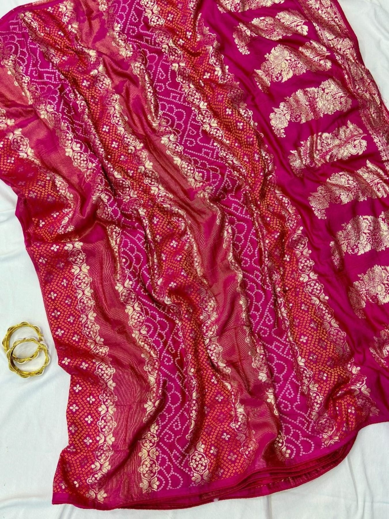 Pink Dola Saree - side drape view
