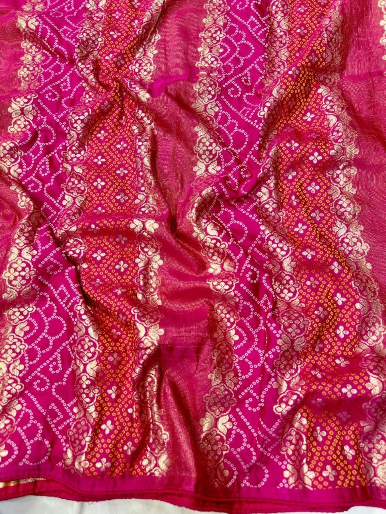 Pink Dola Saree - blouse and border close-up