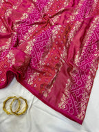 Pink Dola Saree - fabric texture close-up