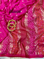 Pink Dola Saree - Bandhani embroidery work detail