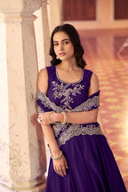 Purle Rangoli Silk Lehenga Set with Embroidery blouse and dupatta detail