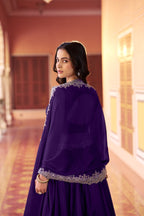 Purle Rangoli Silk Lehenga Set with Embroidery styling view