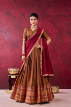 And Teal Narayanpet Silk Lehenga Choli With Zari Weaving Work styling view