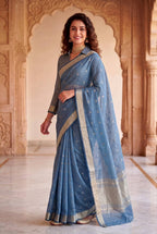 Gold Cotton Saree - fabric texture close-up