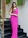Pink Silk Saree for women - full front view | Snyvia