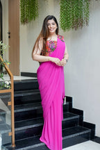 Pink Silk Saree - blouse and border close-up