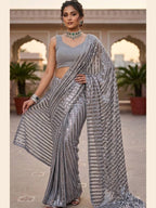 Grey Saree for women - full front view | Snyvia