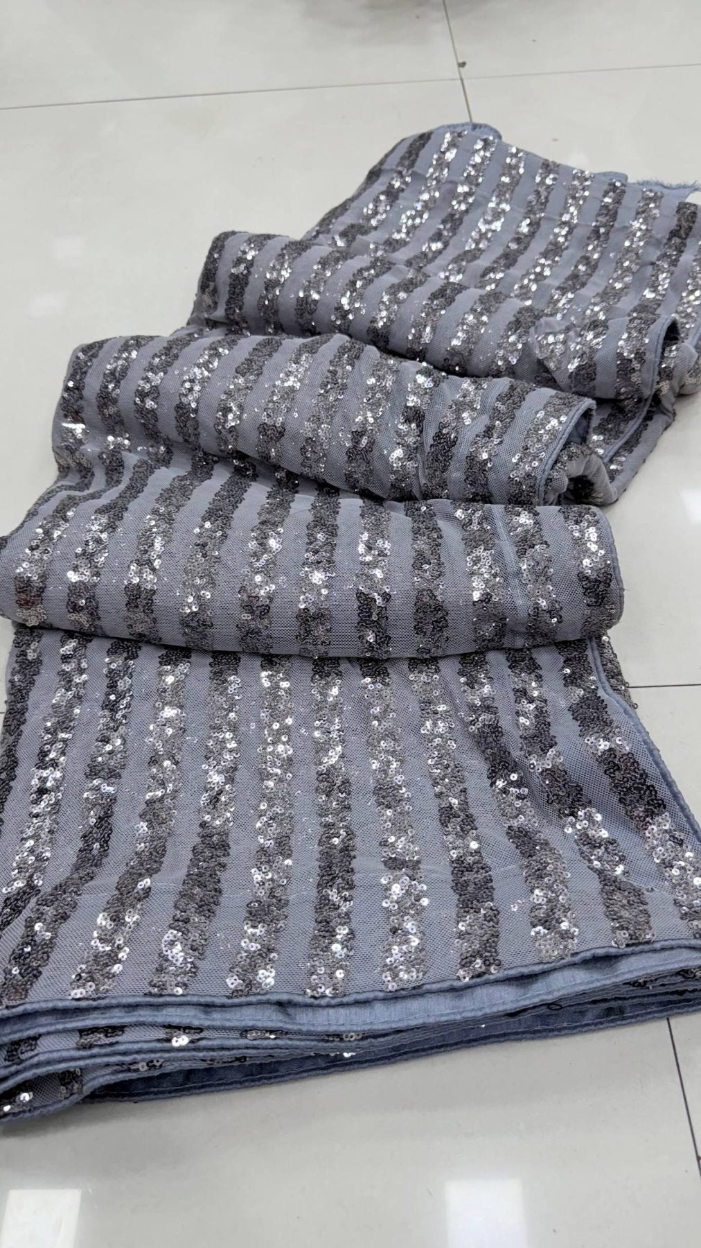 Grey Saree - drape and pallu detail