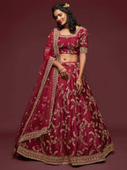 Art Silk Lehenga Choli Set with Heavy Zari and Sequins Work back view