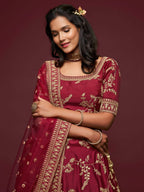 Art Silk Lehenga Choli Set with Heavy Zari and Sequins Work styling view