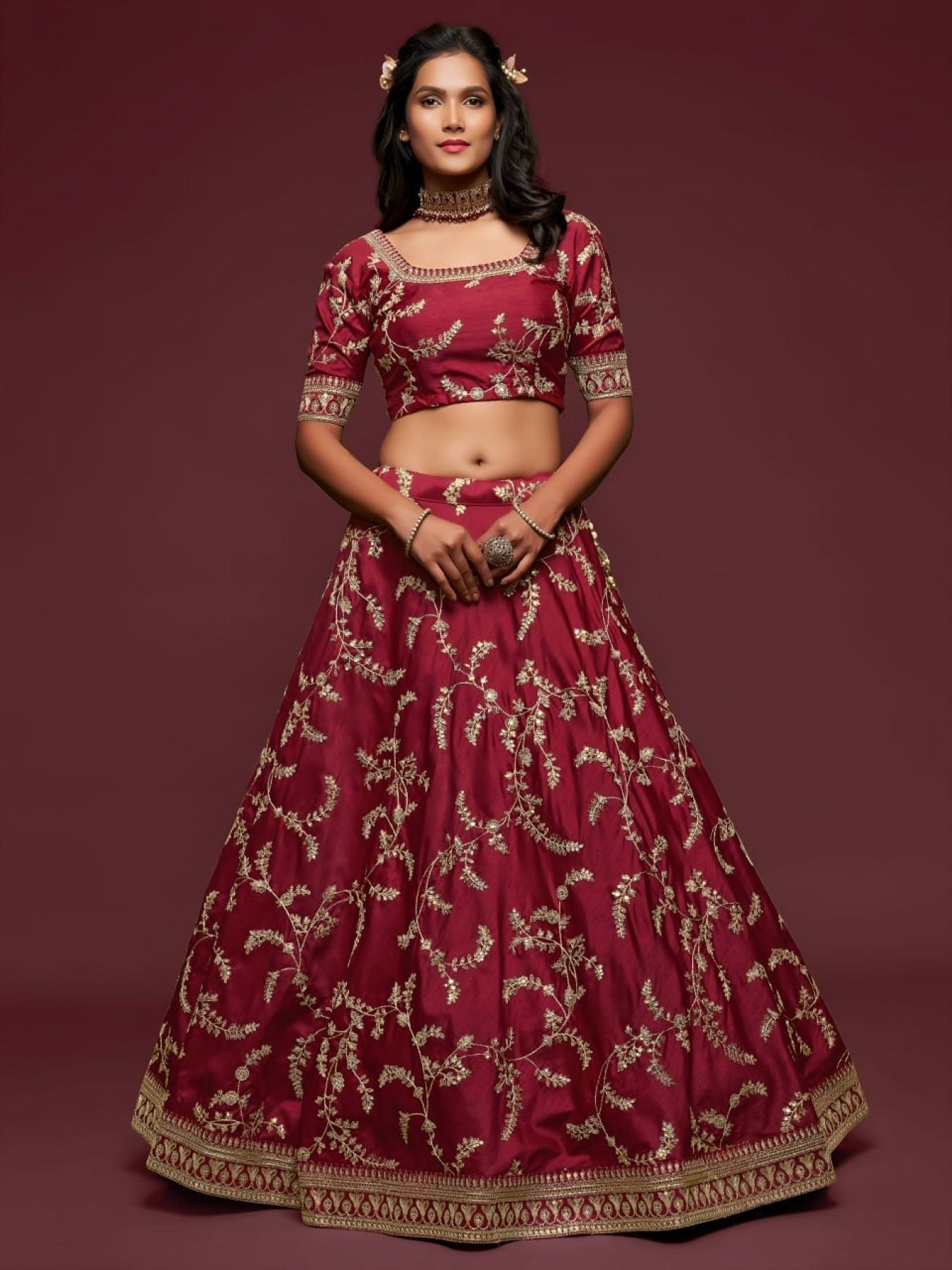 Art Silk Lehenga Choli Set with Heavy Zari and Sequins Work colour variant view