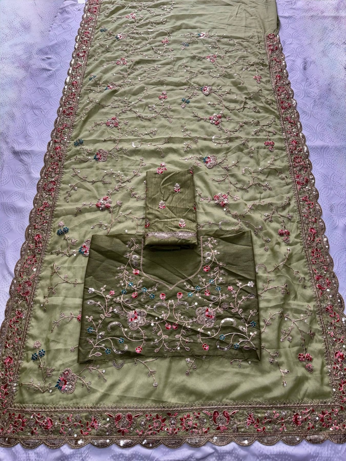 Green Georgette Saree - styling and accessories view