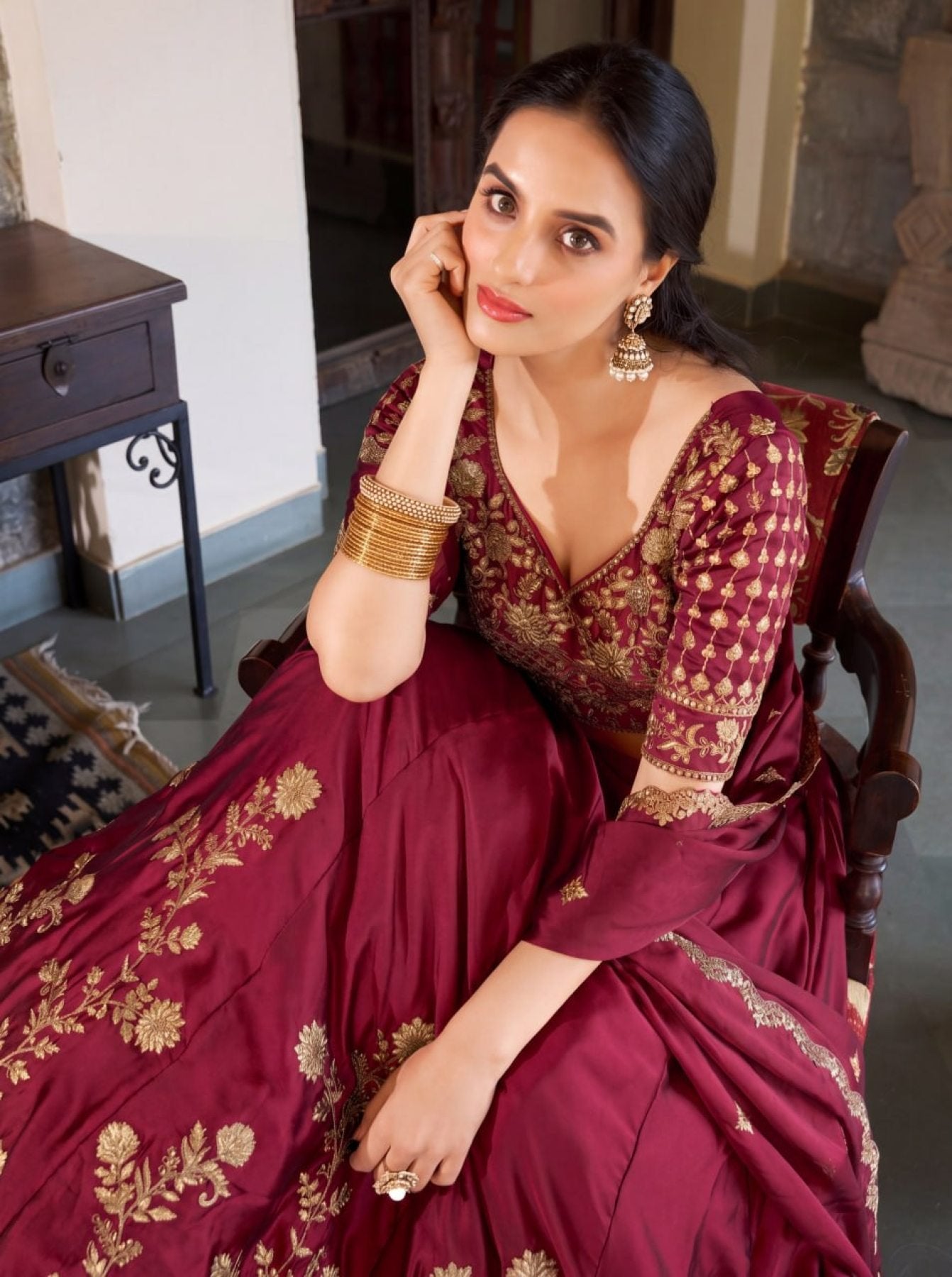 Rangoli Silk Lehenga Choli with Zari Dori Sequins Work for Wedding Wear front view