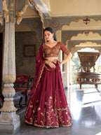 Rangoli Silk Lehenga Choli with Zari Dori Sequins Work for Wedding Wear blouse and dupatta detail