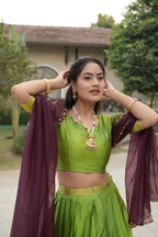 Silk Lehenga with Weaving Border and Zari Work for Bridal Functions front view