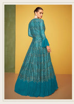 Zenvique Silk Embroidered Lehenga Set with Net Dupatta for Wedding Wear full drape view