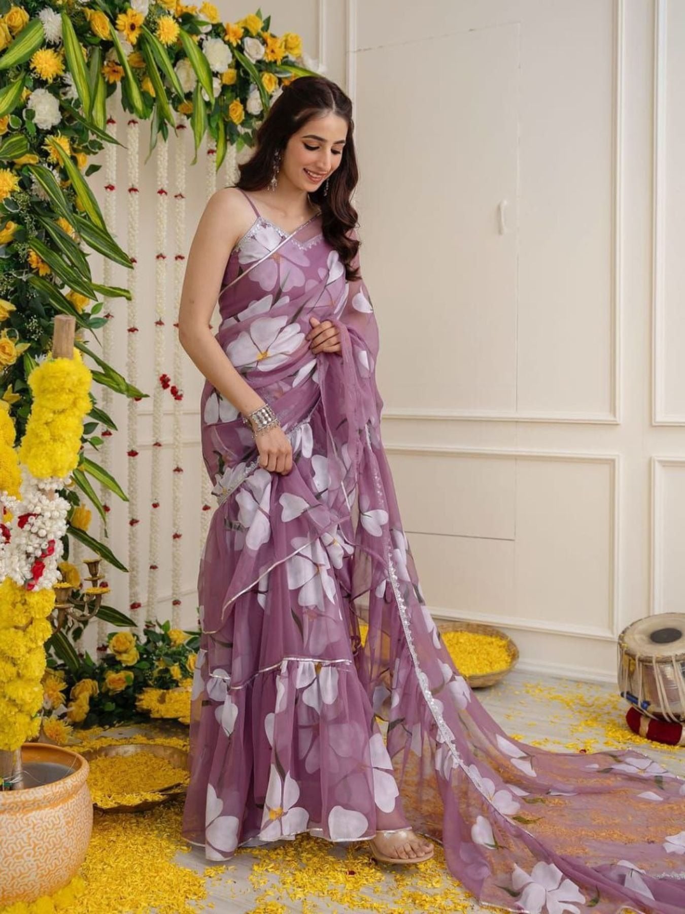 Digital Print Lehenga Saree with Attached Dupatta for women | Snyvia