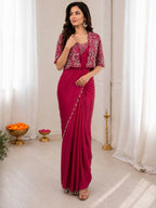 Pink Saree for women - full front view | Snyvia
