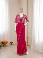 Pink Saree - pallu design detail