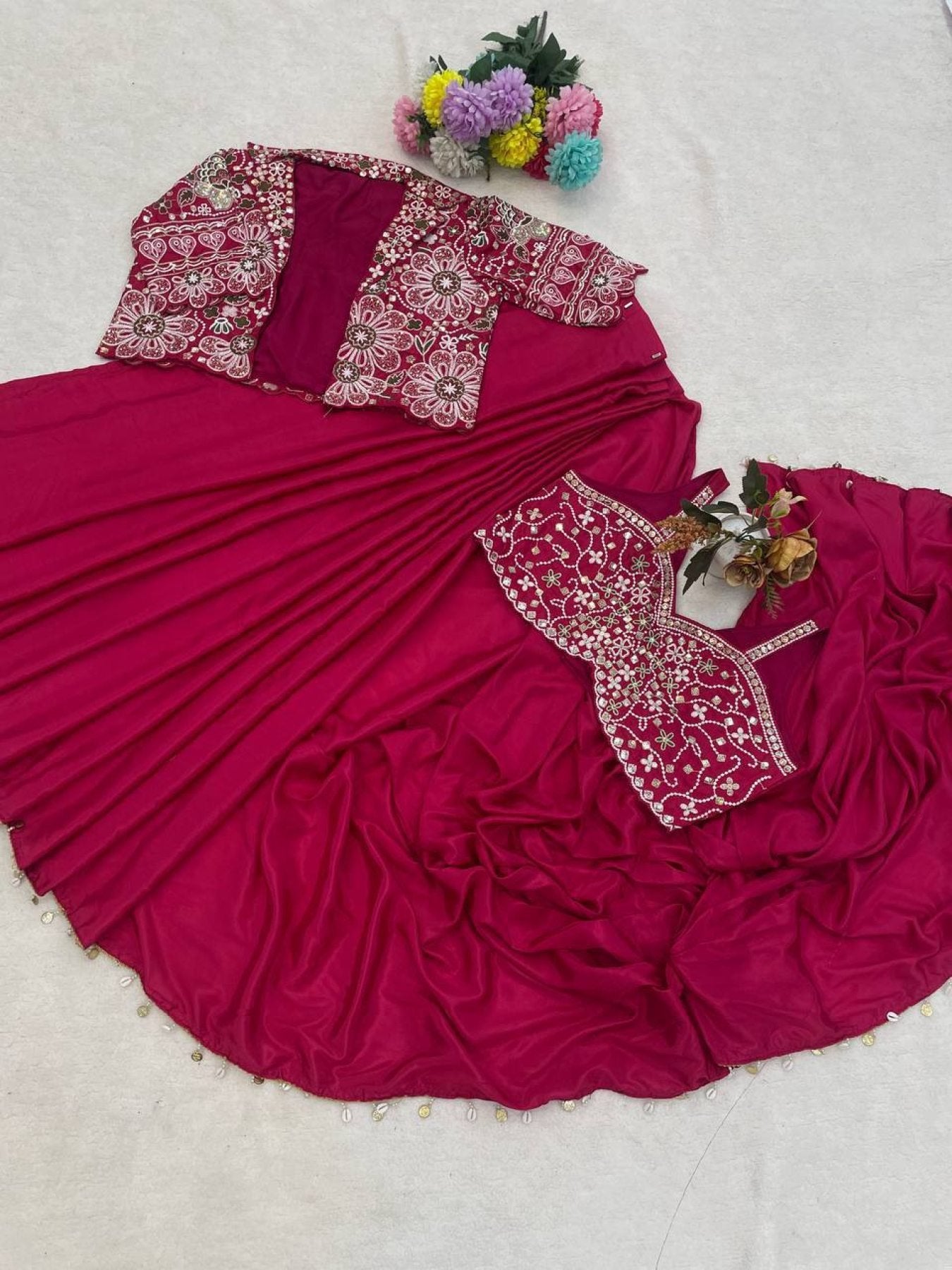 Pink Saree - back view