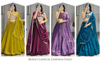 Fendi Silk Lehenga Choli with White Beads Work for Wedding Wear embroidery close-up