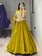 Fendi Silk Lehenga Choli with White Beads Work for Wedding Wear colour variant view