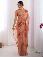 Peach Silk Saree for women - full front view | Snyvia