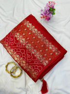 Red Saree - drape and pallu detail