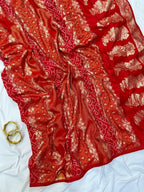 Red Saree - side drape view