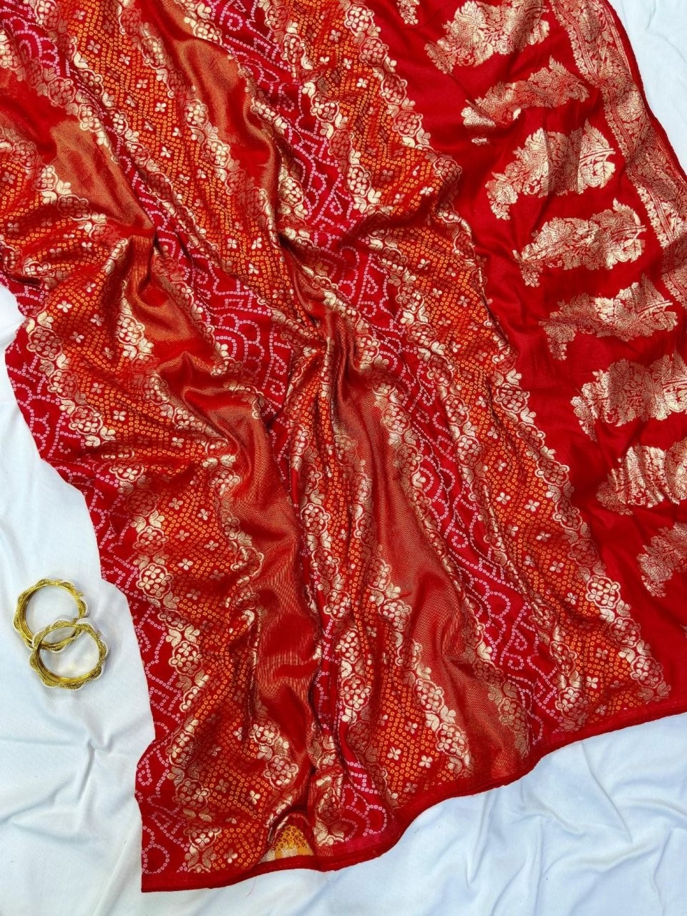 Red Saree - side drape view