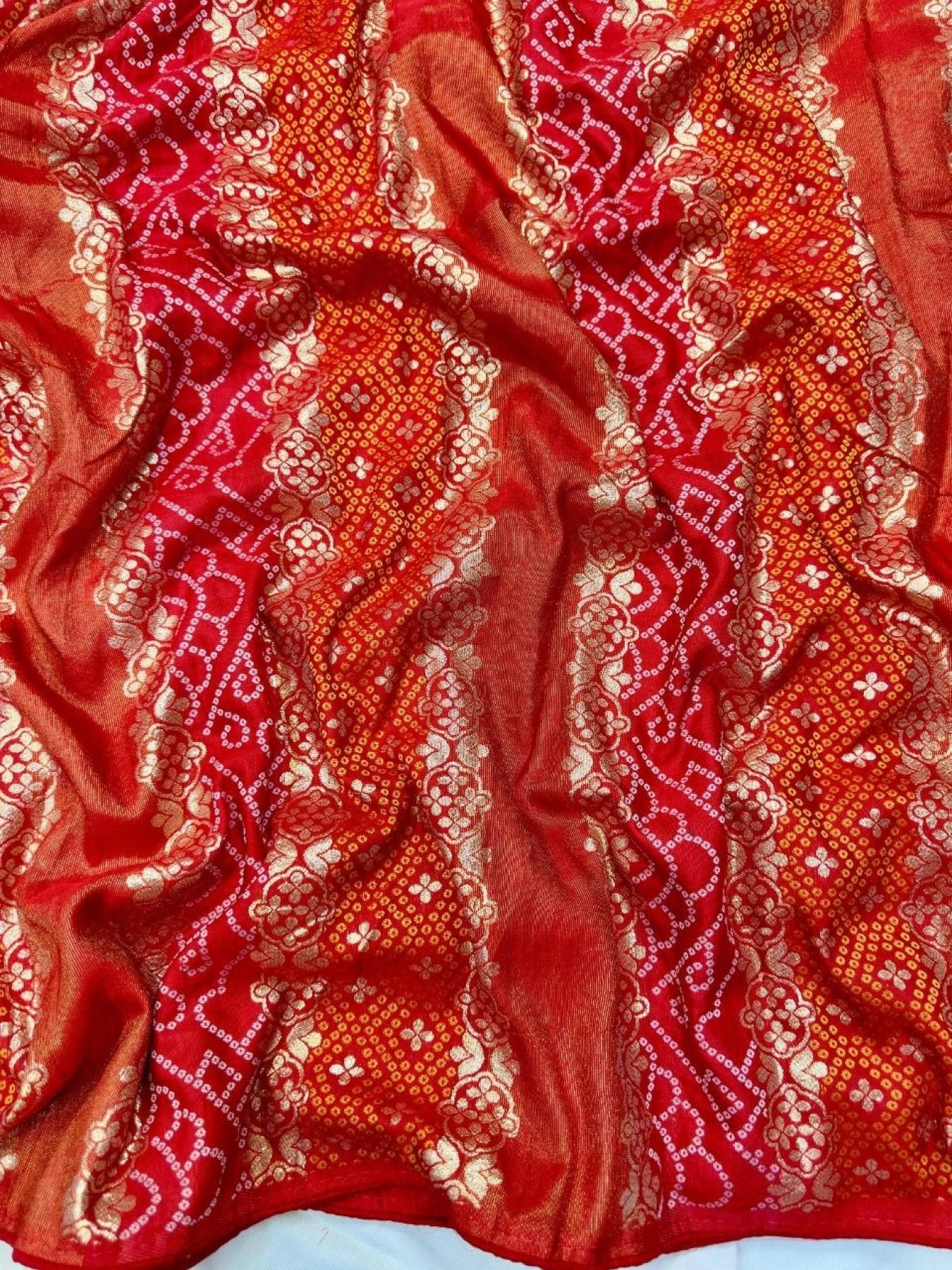 Red Saree - blouse and border close-up
