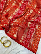 Red Saree - fabric texture close-up