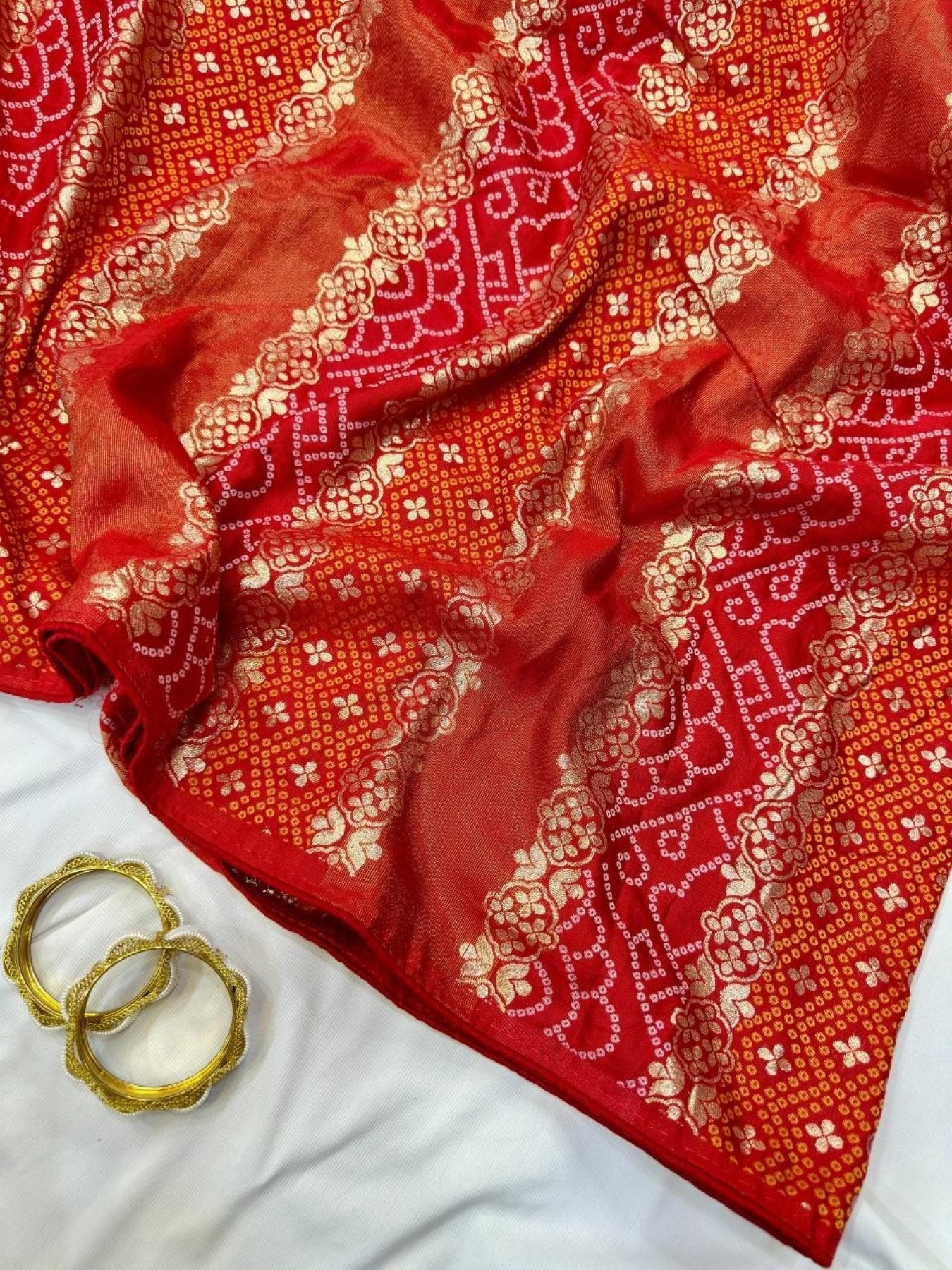 Red Saree - fabric texture close-up