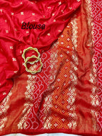 Red Saree - Bandhani embroidery work detail