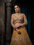 Butterfly Net Coding Sequins Lehenga embroidery close-up