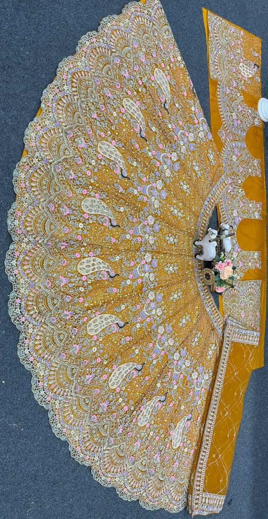 Butterfly Net Coding Sequins Lehenga full drape view