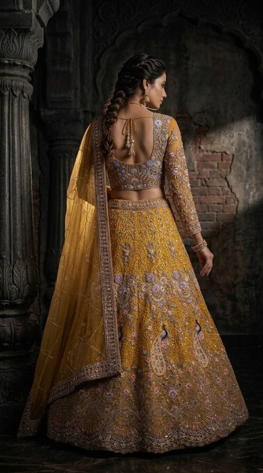 Butterfly Net Coding Sequins Lehenga front view