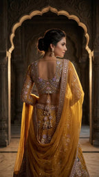 Butterfly Net Coding Sequins Lehenga full drape view