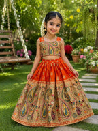 Durable Mother Daughter Matching Lehenga Choli Combo Set front view