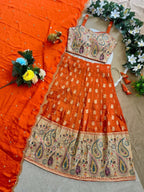 Durable Mother Daughter Matching Lehenga Choli Combo Set blouse and dupatta detail