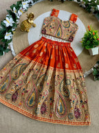 Durable Mother Daughter Matching Lehenga Choli Combo Set embroidery close-up