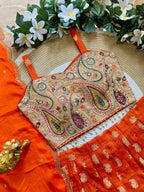 Durable Mother Daughter Matching Lehenga Choli Combo Set fabric texture detail
