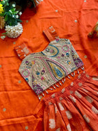 Durable Mother Daughter Matching Lehenga Choli Combo Set back view