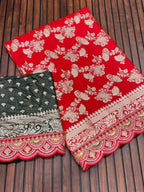 Red Banarasi Saree for women - full front view | Snyvia